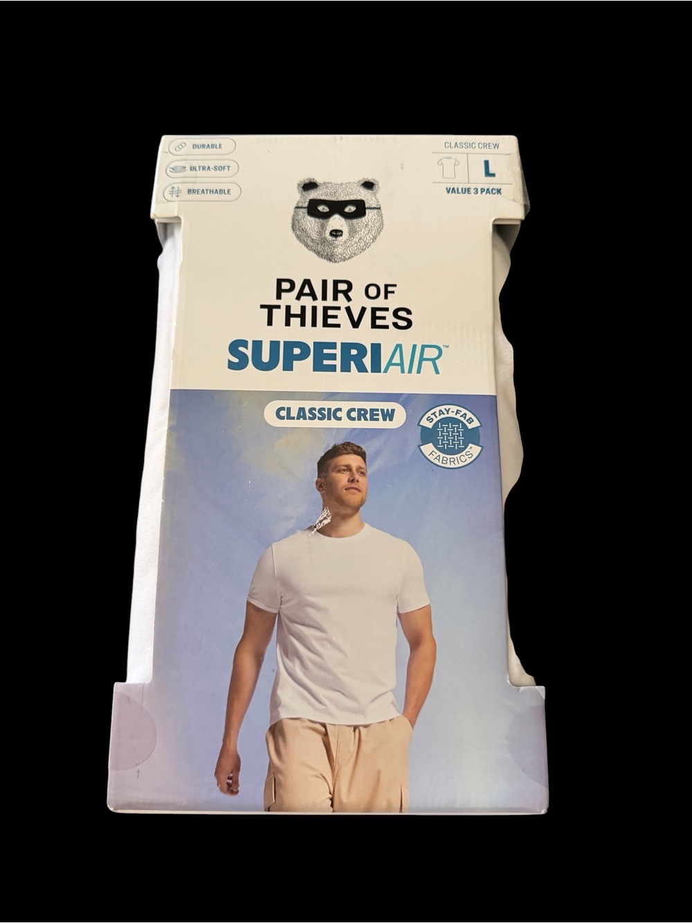 NWT-Pair of Thieves-SuperIAIR Classic Crew tshirts - White (3 Pack)-size large